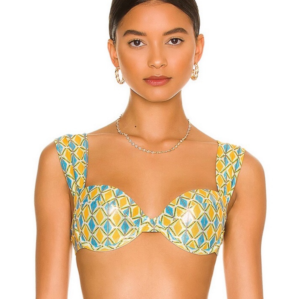 WeWoreWhat Claudia Bikini Top/size XS/Geo Metallic Multi color